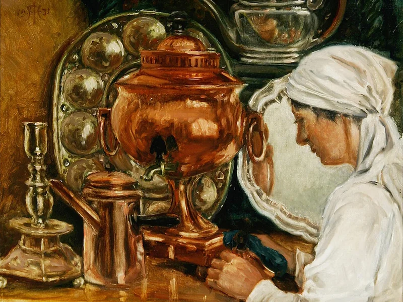 1856-Arnold Krog - La governante Agnes Heusterberg lucida gli oggetti in rame